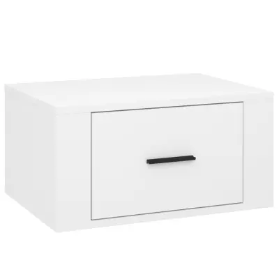 vidaXL Stenska nočna omarica visok sijaj bela 50x36x25 cm