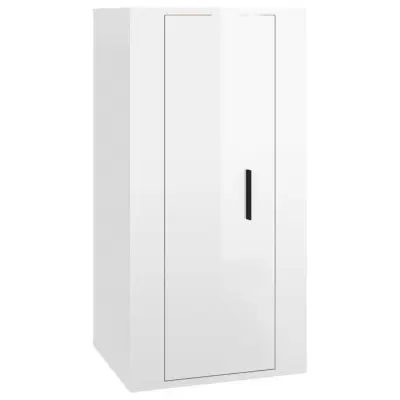 vidaXL Stenska TV omarica visok sijaj bela 40x34,5x80 cm
