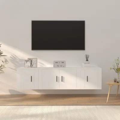 vidaXL Komplet TV omaric 3-delni bel inženirski les