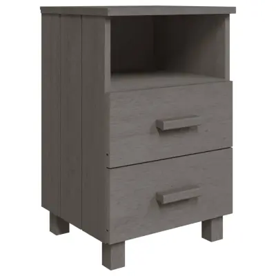 vidaXL Nočna omarica HAMAR svetlo siva 40x35x62 cm trdna borovina