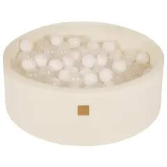 MeowBaby® Okrogel bazen s kroglicami 90x30cm za otroke, bela pracka, 200 kroglic: Bela/prozorna