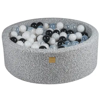 Okrogli penasti bazeni MeowBaby® H30cm, svinčnik, Heather Grey 200 kroglic: Črna/Bela/Prozorna