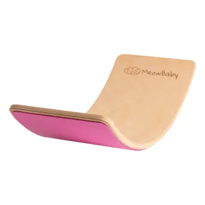 Drsna ravnotežna deska za otroke MeowBaby® 80x30 cm Montessori ravnotežna deska s flisom, roza