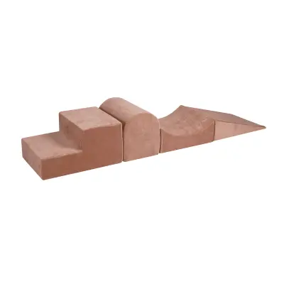 MeowBaby® Montessori 4-delno penasto igrišče brez bazena s kroglicami, žametno, bež