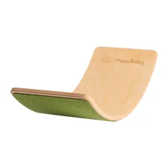 Drsna ravnotežna deska za otroke MeowBaby® Montessori 80x30 cm, ravnotežna deska s flisom, zelena