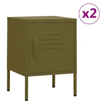 vidaXL Nočne omarice 2 kosa olivno zelene 35x35x51 cm jeklo
