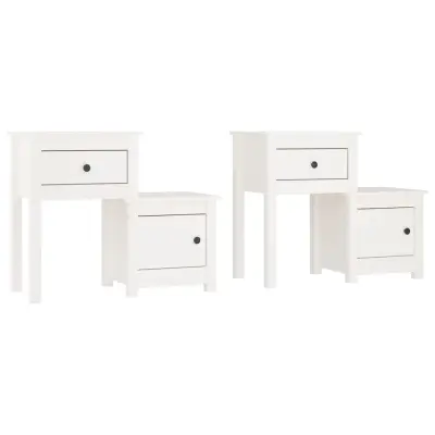 vidaXL Nočna omarica 2 kosa bela 79,5x38x65,5 cm trdna borovina