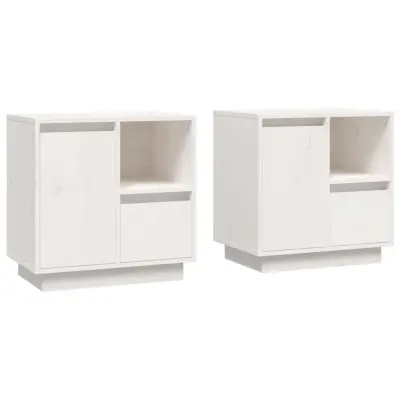 vidaXL Nočna omarica 2 kosa bela 50x34x50 cm trdna borovina