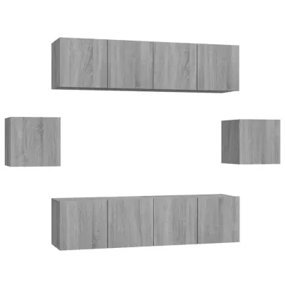 vidaXL Komplet TV omaric 6-delni siva sonoma inženirski les