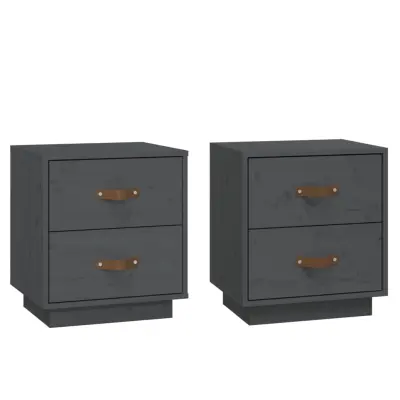 vidaXL Nočna omarica 2 kosa siva 40x34x45 cm trdna borovina