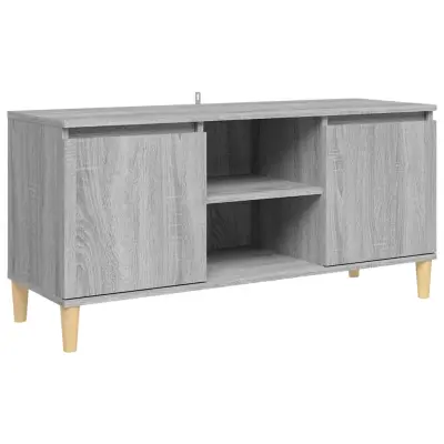vidaXL TV omarica s trdnimi lesenimi nogami siva sonoma 103,5x35x50 cm