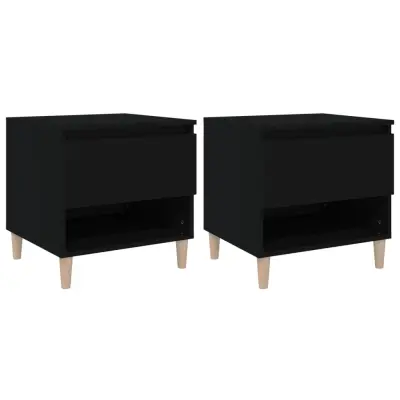 vidaXL Nočna omarica 2 kosa črna 50x46x50 cm inženirski les