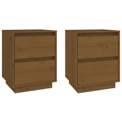 vidaXL Nočna omarica 2 kosa medeno rjava 40x35x50 cm trdna borovina