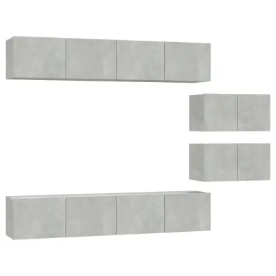 vidaXL Komplet TV omaric 6-delni betonsko siv inženirski les