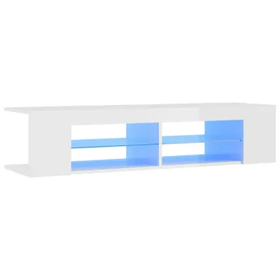 vidaXL TV omarica z LED lučkami visok sijaj bela 135x39x30 cm