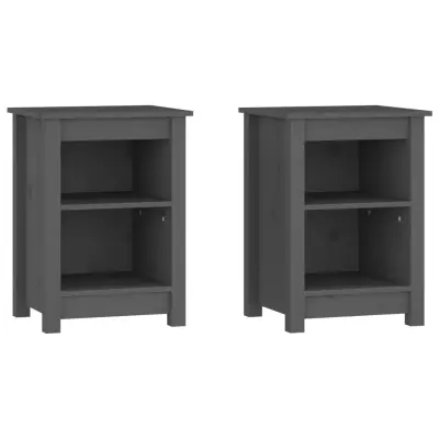 vidaXL Nočna omarica 2 kosa siva 40x35x55 cm trdna borovina