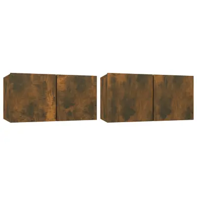 vidaXL Viseča TV omarica 2 kosa dimljen hrast 60x30x30 cm