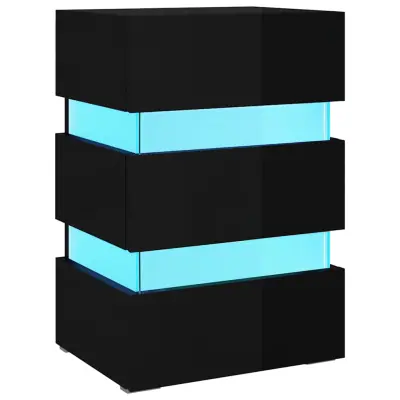 vidaXL LED nočna omarica visok sijaj črna 45x35x67 cm inženirski les