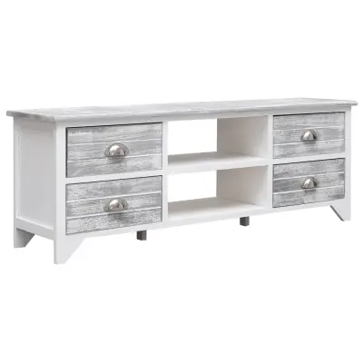 vidaXL TV omarica bela in siva 108x30x40 cm trden les pavlovnije