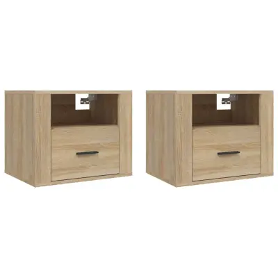 vidaXL Stenska nočna omarica 2 kosa sonoma hrast 50x36x40 cm