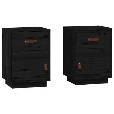 vidaXL Nočna omarica 2 kosa črna 40x34x55 cm trdna borovina