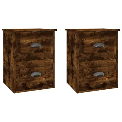 vidaXL Stenska nočna omarica 2 kosa dimljen hrast 41,5x36x53 cm