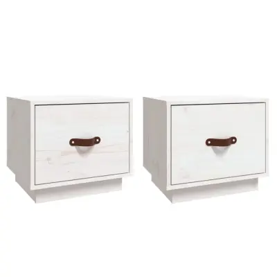 vidaXL Nočna omarica 2 kosa bela 40x34x35 cm trdna borovina