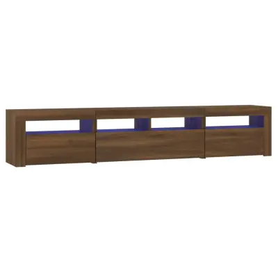 vidaXL TV omarica z LED lučkami rjav hrast 210x35x40 cm