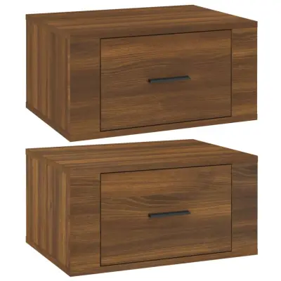 vidaXL Stenska nočna omarica 2 kosa rjav hrast 50x36x25 cm