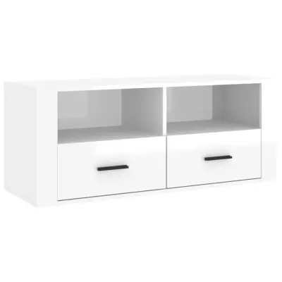 vidaXL TV omarica visok sijaj bela 100x35x40 cm inženirski les
