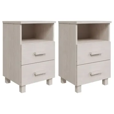 vidaXL Nočna omarica HAMAR 2 kosa bela 40x35x62 cm trden les