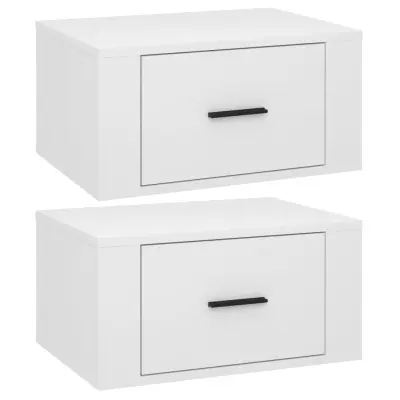 vidaXL Stenske nočne omarice 2 kosa visok sijaj bele 50x36x25 cm