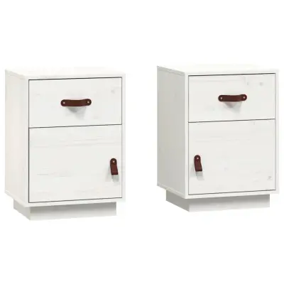 vidaXL Nočna omarica 2 kosa bela 40x34x55 cm trdna borovina