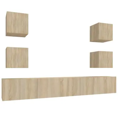 vidaXL Komplet TV omaric 6-delni sonoma hrast inženirski les