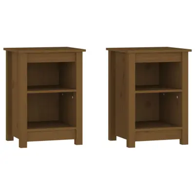 vidaXL Nočna omarica 2 kosa medeno rjava 40x35x55 cm trdna borovina