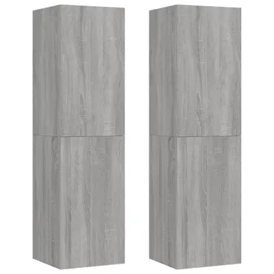vidaXL Stenska TV omarica 2 kosa siva sonoma 30,5x30x110 cm