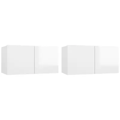 vidaXL Viseča TV omarica 2 kosa visok sijaj bela 60x30x30 cm