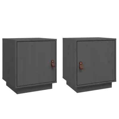 vidaXL Nočna omarica 2 kosa siva 40x34x45 cm trdna borovina