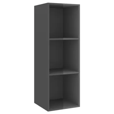 vidaXL Stenska TV omarica visok sijaj siva 37x37x107 cm iverna plošča