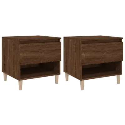 vidaXL Nočna omarica 2 kosa rjav hrast 50x46x50 cm inženirski les
