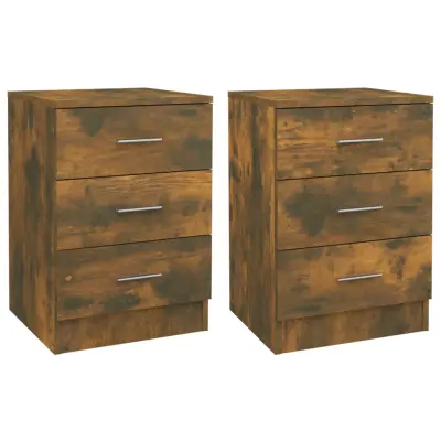 vidaXL Nočna omarica 2 kosa dimljeni hrast 38x35x56 cm konstruiran les