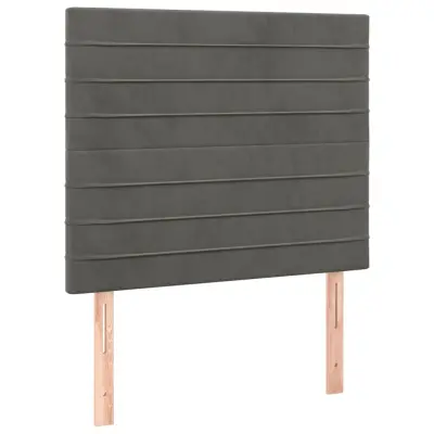 vidaXL Posteljno vzglavje 2 kosa temno sivo 100x5x78/88 cm žamet