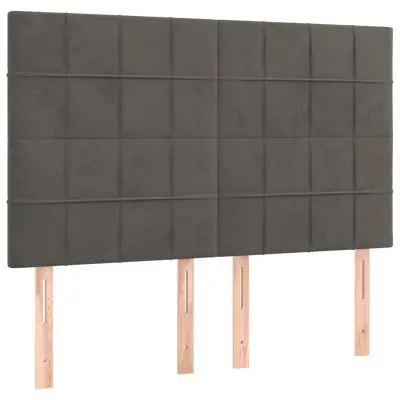 vidaXL Posteljno vzglavje 4 kosa temno siv 72x5x78/88 cm žamet