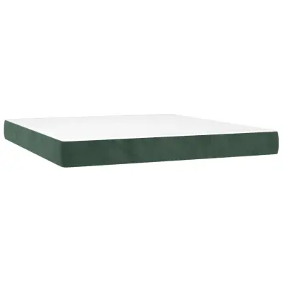 vidaXL Vzmetnica z žepkasto vzmetjo temno zelena 180x200x20 cm žamet