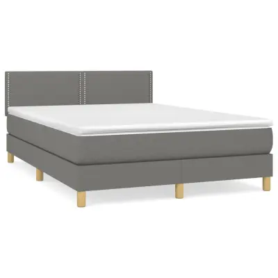 vidaXL Box spring posteljni z vzmetnico temno siv 140x190 cm blago