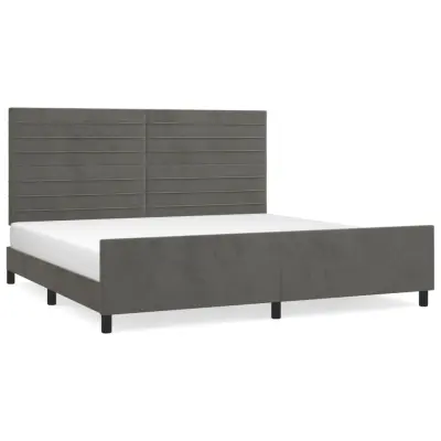 vidaXL Posteljni okvir brez vzmetnice temno siv 200x200 cm žamet