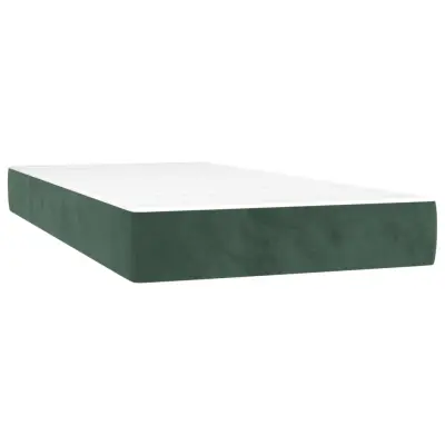 vidaXL Vzmetnica z žepkasto vzmetjo temno zelena 90x200x20 cm žamet
