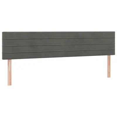 vidaXL Posteljno vzglavje 2 kosa temno siv 100x5x78/88 cm žamet