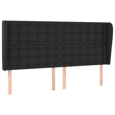 vidaXL Vzglavje z ušesi črno 203x23x118/128 cm umetno usnje