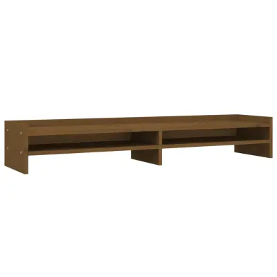 vidaXL Stojalo za zaslon medeno rjavo 100x24x16 cm trdna borovina